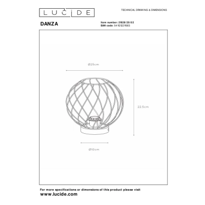 DANZA - Plafon - 1xE27 21128/40/30 Lucide